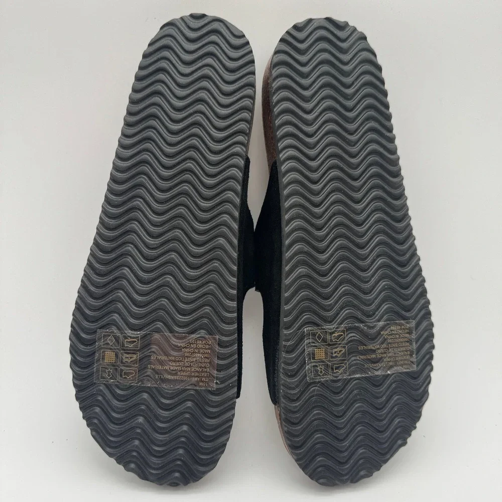 Khombu Asheville Black Suede Double Buckle Slide Sandals Women's Size 8